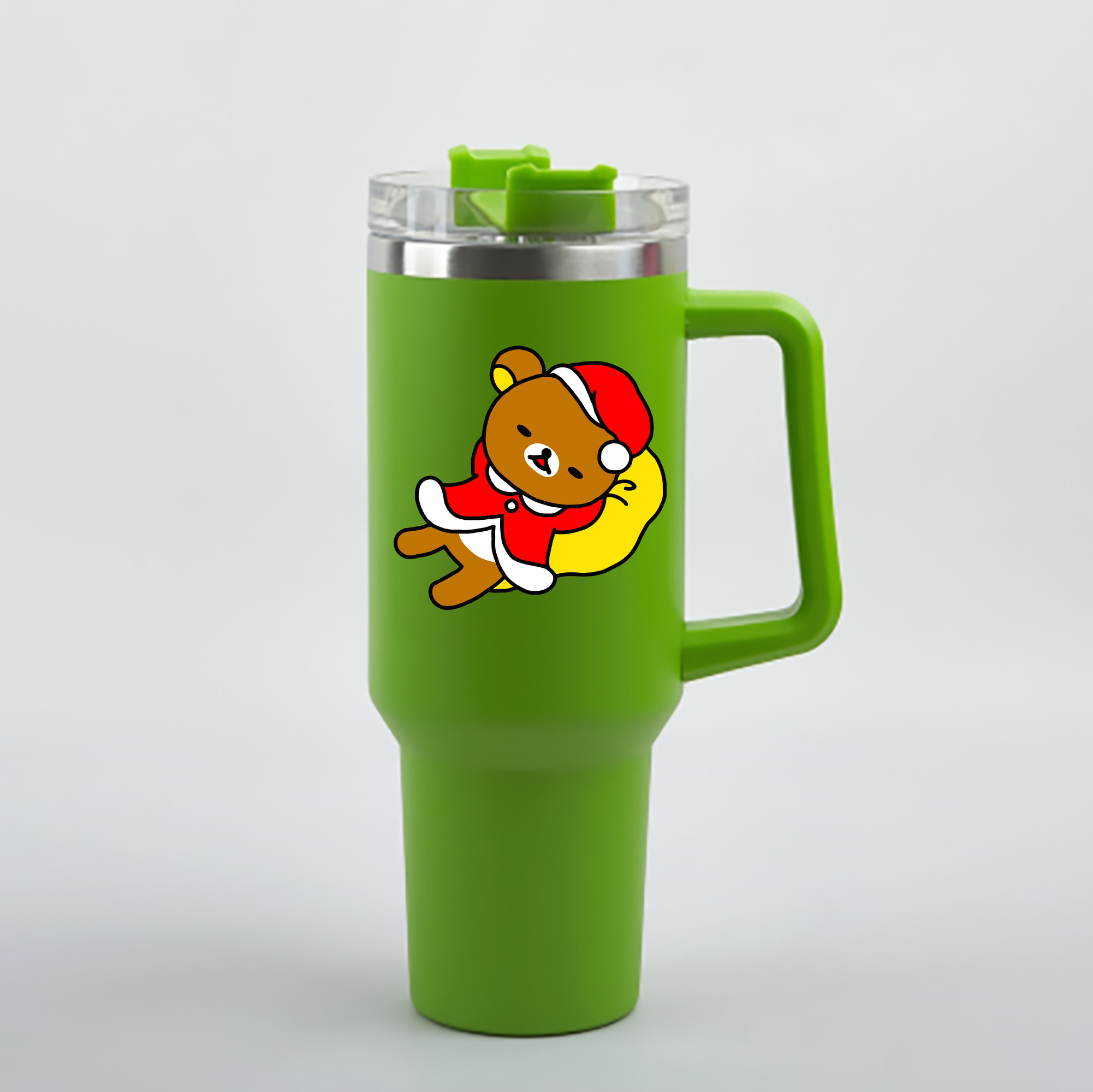 （画像用） リラックマ リラックマ キイロイトリ Rilakkuma Korilakkuma Kiiroitori 1200mL車用タンブラー - クリスタルステッカー（プラスチックストロー付き）